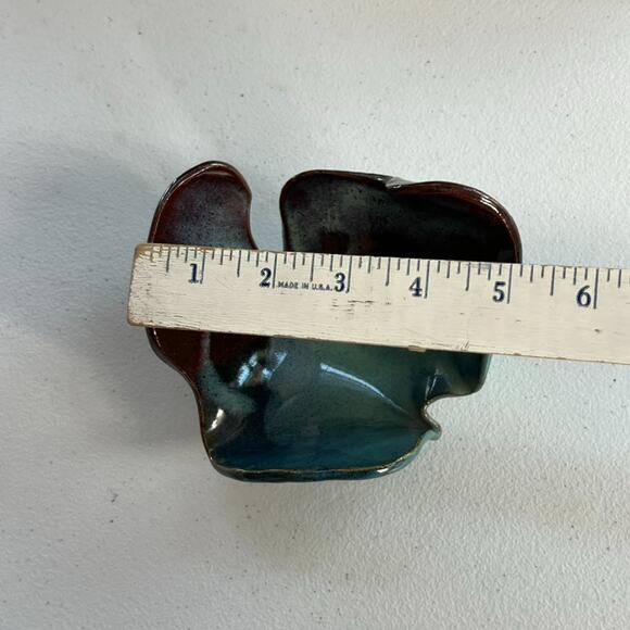 Studio Art Pottery Abstract Sculpture Art Piece Stoneware Maroon Blue Dip Glazed - Picture 5 of 7